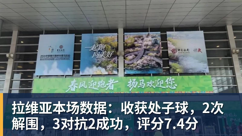 拉维亚本场数据：收获处子球，2次解围，3对抗2成功，评分7.4分