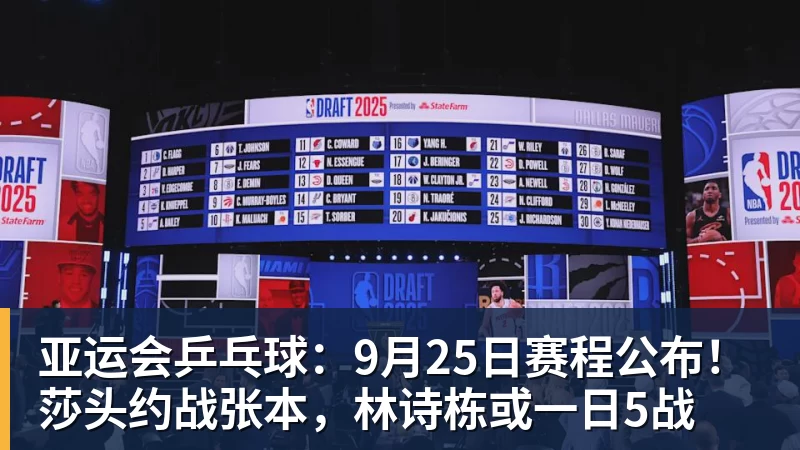 亚运会乒乓球：9月25日赛程公布！莎头约战张本，林诗栋或一日5战